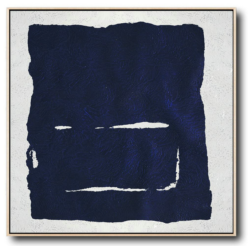 Extra Large Abstract Painting On Canvas,Hand Painted Navy Minimalist Painting On Canvas,Hand Paint Large Clean Modern Art